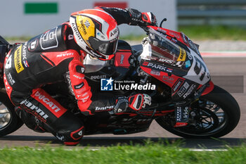 2024-09-21 - (9) Danilo Petrucci from Italy of Brani Spark Racing Team, rides Ducati Panigale V4R in action during the FIM Motul Superbike World Championship - Race 1 of Acerbis Italian Round at Cremona Circuit in San Martino del Lago on September 21, 2024, Cremona, Italy. - ACERBIS ITALIAN ROUND - SUPERBIKE - MOTORS