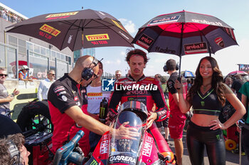 2024-09-21 - Nicolo Bulega from Italy of Aruba.it Ducati Team, rides Ducati Panigale V4R during the FIM Motul Superbike World Championship - Race 1 of Acerbis Italian Round at Cremona Circuit in San Martino del Lago on September 21, 2024, Cremona, Italy. - ACERBIS ITALIAN ROUND - SUPERBIKE - MOTORS