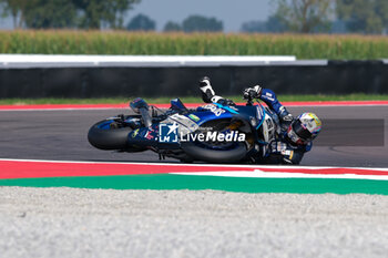 2024-09-21 - Crash of (52) Alessandro Delbianco from Italy of Yamaha Motoxracing World SBK Team, rides Yamaha YZF R1 during the FIM Motul Superbike World Championship - Tissot Superpole Race of Acerbis Italian Round at Cremona Circuit in San Martino del Lago on September 21, 2024, Cremona, Italy. - ACERBIS ITALIAN ROUND - SUPERPOLE - SUPERBIKE - MOTORS