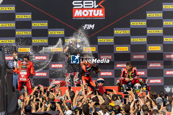 2024-09-21 - Podium of Race1 during FIM Superbike World Championship Acerbis Italian Round at Cremona Circuit, San Martino del Lago, Italy on September 21, - ACERBIS ITALIAN ROUND - SUPERBIKE - MOTORS