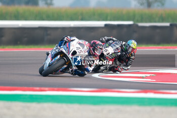 2024-09-21 - (45) Scott Redding from United Kingdom of Bonovo Action BMW Team, rides BMW M1000 RR and (53) Tito Rabat from Spain of Kawasaki Puccetti Racing, rides Kawasaki ZX-10RR in action during the FIM Motul Superbike World Championship - Free practice session of Acerbis Italian Round at Cremona Circuit in San Martino del Lago on September 21, 2024, Cremona, Italy. - ACERBIS ITALIAN ROUND - FREE PRACTICE - SUPERBIKE - MOTORS