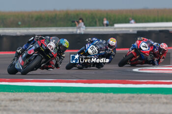 2024-09-21 - (53) Tito Rabat from Spain of Kawasaki Puccetti Racing, rides Kawasaki ZX-10RR followed by (52) Alessandro Delbianco from Italy of Yamaha Motoxracing World SBK Team, rides Yamaha YZF R1 in action during the FIM Motul Superbike World Championship - Free practice session of Acerbis Italian Round at Cremona Circuit in San Martino del Lago on September 21, 2024, Cremona, Italy. - ACERBIS ITALIAN ROUND - FREE PRACTICE - SUPERBIKE - MOTORS