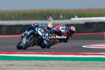 2024-09-21 - (52) Alessandro Delbianco from Italy of Yamaha Motoxracing World SBK Team, rides Yamaha YZF R1 followed by (7) Iker Lecuona from Spain of Team HRC, rides Honda CBR1000-RR in action during the FIM Motul Superbike World Championship - Free practice session of Acerbis Italian Round at Cremona Circuit in San Martino del Lago on September 21, 2024, Cremona, Italy. - ACERBIS ITALIAN ROUND - FREE PRACTICE - SUPERBIKE - MOTORS