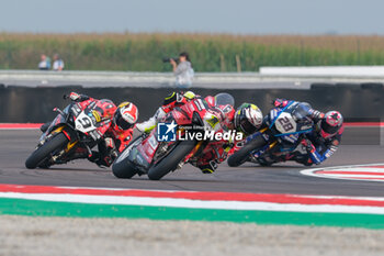 2024-09-21 - (1) Alvaro Bautista from Spain of Aruba.it Ducati Team, rides Ducati Panigale V4R and (9) Danilo Petrucci from Italy of Brani Spark Racing Team, rides Ducati Panigale V4R in action during the FIM Motul Superbike World Championship - Free practice session of Acerbis Italian Round at Cremona Circuit in San Martino del Lago on September 21, 2024, Cremona, Italy. - ACERBIS ITALIAN ROUND - FREE PRACTICE - SUPERBIKE - MOTORS