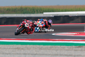 2024-09-21 - (11) Nicolo Bulega from Italy of Aruba.it Ducati Team, rides Ducati Panigale V4R in action during the FIM Motul Superbike World Championship - Free practice session of Acerbis Italian Round at Cremona Circuit in San Martino del Lago on September 21, 2024, Cremona, Italy. - ACERBIS ITALIAN ROUND - FREE PRACTICE - SUPERBIKE - MOTORS