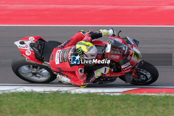 2024-09-21 - (1) Alvaro Bautista from Spain of Aruba.it Ducati Team, rides Ducati Panigale V4R in action during the FIM Motul Superbike World Championship - Free practice session of Acerbis Italian Round at Cremona Circuit in San Martino del Lago on September 21, 2024, Cremona, Italy. - ACERBIS ITALIAN ROUND - FREE PRACTICE - SUPERBIKE - MOTORS