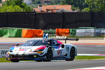 2024-05-18 - #93 Christopher Froggatt, Jonathan Hui Of The Team Sky Tempesta Racing, Ferrari 296 Gt3, They Face Race1 During Fanatec GT World Challange Misano 2024 , 18 May , In Misano , Italy - FANATEC GT WORLD CHALLANGE MISANO 2024 - GRAND TOURISM - MOTORS