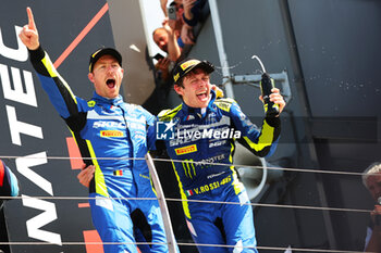 2024-05-18 - #46 Maxime Martin, Valentino Rossi Of The Team Wrt, Bmw M4 Gt3,On The Podium, Enjoying Victory, During Fanatec GT World Challange Misano 2024 , 18 May , In Misano , Italy - FANATEC GT WORLD CHALLANGE MISANO 2024 - GRAND TOURISM - MOTORS