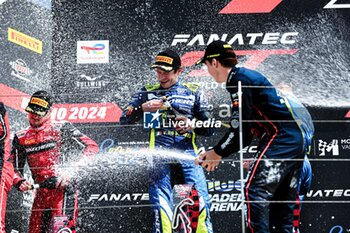 2024-05-18 - #46 Valentino Rossi, #32 Dries Vanthoor Of The Team Wrt, Bmw M4 Gt3, #69 Thierry Vermeulen Of The Team Emil Frey Racing, Ferrari 296 Gt3, On The Podium, During Fanatec GT World Challange Misano 2024 , 18 May , In Misano , Italy - FANATEC GT WORLD CHALLANGE MISANO 2024 - GRAND TOURISM - MOTORS