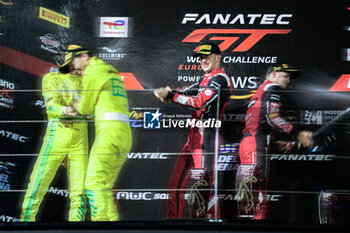 2024-05-18 - #48 Lucas Auer, Maro Engel Of The Team Winward And #32 Dries Vanthoor, Charles Weerts Of The Team Wrt, Bmw M4 Gt3 And #46 Maxime Martin, Valentino Rossi In Celebrating The Final Podium Race2 ,During Fanatec Gt World Challange Misano 2024 ,18 May , In Misano , Italy - FANATEC GT WORLD CHALLANGE MISANO 2024 - GRAND TOURISM - MOTORS