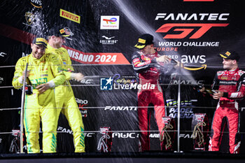 2024-05-18 - #48 Lucas Auer, Maro Engel Of The Team Winward And #32 Dries Vanthoor, Charles Weerts Of The Team Wrt, Bmw M4 Gt3 And #46 Maxime Martin, Valentino Rossi In Celebrating The Final Podium Race2 ,During Fanatec Gt World Challange Misano 2024 ,18 May , In Misano , Italy - FANATEC GT WORLD CHALLANGE MISANO 2024 - GRAND TOURISM - MOTORS