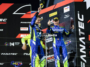 2024-05-18 - #46 Maxime Martin, Valentino Rossi Of The Team Wrt, Bmw M4 Gt3 In Celebrating The Final Podium Race2 ,During Fanatec Gt World Challange Misano 2024 ,18 May , In Misano , Italy - FANATEC GT WORLD CHALLANGE MISANO 2024 - GRAND TOURISM - MOTORS