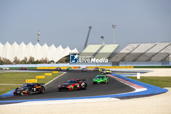 2024-05-18 - 46 BRICHE Julien (fra), NAVARRO Jean-Laurent (fra), JSB Compétition, Porsche 718 Cayman GT4 RS CS, action 07 SAFRANOV Stanislav (nd), VAINTRUB Aleksandr (nd), Mirage Racing Aston Martin Vantage AMR GT4 Evo, action during the 2nd round of the 2024 GT4 European Series powered by Rafa Racing Club on the Misano World Circuit Marco Simoncelli, from May 17 to 19, 2024 in Misano Adriatico, Italy - AUTO - GT4 EUROPEAN SERIES MISANO 2024 - GRAND TOURISM - MOTORS