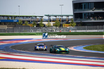 2024-05-18 - 12 BAERT Nicolas (bel), OGAARD Sebastian (dnk), HUTCHISON Finlay (gbr), Comotoyou Racing, Aston Martin Vantage AMR GT3 Evo, action 06 ENGSTLER Luca (ger), HOFER Max (aus), Liqui Moly Team Engstler by OneGroup, Audi R8 LMS GT3 Evo II, action during the 3rd round of the 2024 GT World Challenge Sprint Cup on the Misano World Circuit Marco Simoncelli, from May 17 to 19, 2024 in Misano Adriatico, Italy - AUTO - GT WORD SPRINT CUP MISANO 2024 - GRAND TOURISM - MOTORS