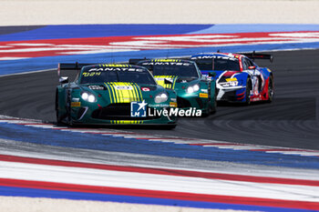 2024-05-18 - 21 DEJONGHE Sam (bel), LISMONT Matisse (bel), CLARK Chales (gbr), Comotoyou Racing, Aston Martin Vantage AMR GT3 Evo, action 07 THIIM Nicki (dnk), DRUDI Mattia (mco), SORENSEN Marco (dnk), Comotoyou Racing, Aston Martin Vantage AMR GT3 Evo, action 06 ENGSTLER Luca (ger), HOFER Max (aus), Liqui Moly Team Engstler by OneGroup, Audi R8 LMS GT3 Evo II, action during the 3rd round of the 2024 GT World Challenge Sprint Cup on the Misano World Circuit Marco Simoncelli, from May 17 to 19, 2024 in Misano Adriatico, Italy - AUTO - GT WORD SPRINT CUP MISANO 2024 - GRAND TOURISM - MOTORS