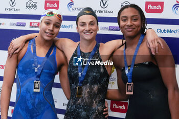 2024-03-23 - Mary-Ambre Moluh of France, Beryl Gastadello of France and Maty NDOYE-BROUARD of France, Women's 50 M Butterfly during the Giant Open 2024, Swimming event on March 23, 2024 at Le Dôme in Saint-Germain-en-Laye, France - SWIMMING - GIANT OPEN 2024 - SWIMMING - SWIMMING