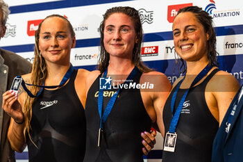2024-03-23 - Anastasila KIRPICHNIKOVA (FRA) and Anna EGOROVA (FFN) and Madeleine GOUGH (FRA), women 400m Freestyle swimming final, during the Giant Open 2024, Swimming event on March 23, 2024 at Le Dôme in Saint-Germain-en-Laye, France - SWIMMING - GIANT OPEN 2024 - SWIMMING - SWIMMING