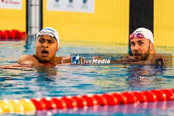 23/03/2024 - Mewen TOMAC (FRA) and Yohann NDOYE BROUARD (FRA), men 100m backstroke final, during the Giant Open 2024, Swimming event on March 23, 2024 at Le Dôme in Saint-Germain-en-Laye, France - SWIMMING - GIANT OPEN 2024 - NUOTO - NUOTO