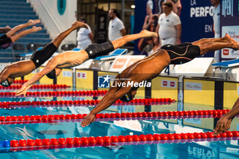 23/03/2024 - Carl AITKACI (FRA) and Antoine VIQUERAT (FRA),men 50m breaststroke finale, during the Giant Open 2024, Swimming event on March 23, 2024 at Le Dôme in Saint-Germain-en-Laye, France - SWIMMING - GIANT OPEN 2024 - NUOTO - NUOTO