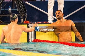 2024-03-23 - Florent MANAUDOU (FRA) and Maxime GROUSSET (FRA), men 50m freestyle swimming final, during the Giant Open 2024, Swimming event on March 23, 2024 at Le Dôme in Saint-Germain-en-Laye, France - SWIMMING - GIANT OPEN 2024 - SWIMMING - SWIMMING