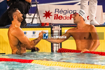 2024-03-23 - Florent MANAUDOU (FRA) and Michael ANDREW (USA), men 50m freestyle swimming final, during the Giant Open 2024, Swimming event on March 23, 2024 at Le Dôme in Saint-Germain-en-Laye, France - SWIMMING - GIANT OPEN 2024 - SWIMMING - SWIMMING