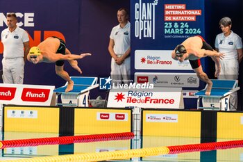 24/03/2024 - Noe PONTI (SUI), Maxime GROUSSET (FRA), men 50m butterfly stroke final, during the Giant Open 2024, Swimming event on March 24, 2024 at Le Dôme in Saint-Germain-en-Laye, France - SWIMMING - GIANT OPEN 2024 - NUOTO - NUOTO
