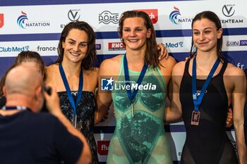 2024-03-24 - Beryl GASTALDELLO (FRA) and Marie WATTEL (FRA) and Albane CACHOT (FRA), women 50m freestyle swimming final, during the Giant Open 2024, Swimming event on March 24, 2024 at Le Dôme in Saint-Germain-en-Laye, France - SWIMMING - GIANT OPEN 2024 - SWIMMING - SWIMMING