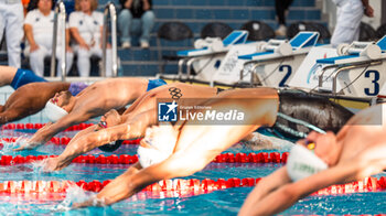 2024-03-24 - Michael ANDREW (USA) and Yohann NDOYE BROUARD (FRA) and Mewen TOMAC (FRA), men 50m backstroke final, during the Giant Open 2024, Swimming event on March 24, 2024 at Le Dôme in Saint-Germain-en-Laye, France - SWIMMING - GIANT OPEN 2024 - SWIMMING - SWIMMING