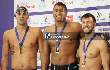 24/03/2024 - ANDREW Michael of USA, NDOYE-BROUARD Yohann of France and TOMAC Mewen of France, Men's 50 M Backstroke during the Giant Open 2024, Swimming event on March 24, 2024 at Le Dôme in Saint-Germain-en-Laye, France - SWIMMING - GIANT OPEN 2024 - NUOTO - NUOTO