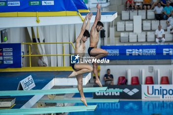 2024-04-14 - Italy, Turin 13/14 April 2024
Piscina Monumentale Turin
UnipolSai Open Italian Indoor Diving Championships

Porco Francesco Cafiero Matteo competes during the Men's Synchronised 3m springboard diving silver medal - TUFFI - ASSOLUTI OPEN UNIPOLSAI - DIVING - SWIMMING