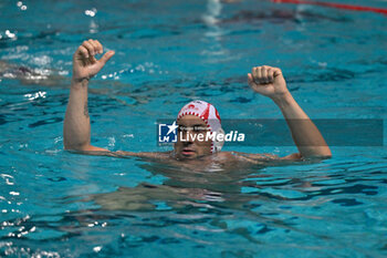 2024-11-19 - Pietro Figlioli (Savona) celebrates after scoring a match - BPER R.N. SAVONA VS – VK PRIMORAC KOTOR - LEN CUP - CHAMPIONS LEAGUE - WATERPOLO