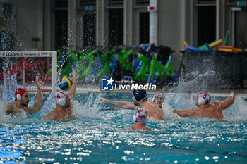 2024-11-19 - Gianmarco Nicosia (Savona) - Pietro Figlioli (Savona) - Savo Centkovic (Primorac Kotor) - Davide Occhione (Savona) - BPER R.N. SAVONA VS – VK PRIMORAC KOTOR - LEN CUP - CHAMPIONS LEAGUE - WATERPOLO