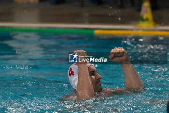 2024-11-19 - Pietro Figlioli (Savona) celebrates after scoring a goal - BPER R.N. SAVONA VS – VK PRIMORAC KOTOR - LEN CUP - CHAMPIONS LEAGUE - WATERPOLO