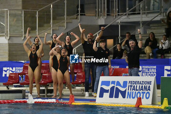 06/04/2024 - Exultation of SIS Roma team during Ekipe Orizzonte vs SIS Roma semifinal match of Final Six of Water Polo Italian Women's Cup on April 6, 2024 at Polo Natatorio Ostia in Rome, Italy - FINAL SIX - EKIPE ORIZZONTE VS SIS ROMA - COPPA ITALIA FEMMINILE - PALLANUOTO