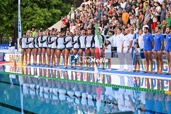 2024-07-04 - Team Italia Italy during National Anthem - SARDINIA CUP 2024 - ITALY VS GREECE - INTERNATIONALS - WATERPOLO