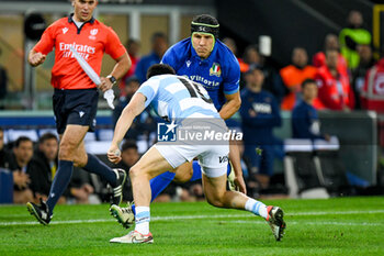 09/11/2024 - Italy's Juan Ignacio Brex tackled by Argentina's Tomas Albornoz - ITALY VS ARGENTINA - AUTUMN NATIONS SERIES - RUGBY