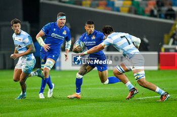 09/11/2024 - Italy's Sebastian Negri and Italy's Monty Ioane in action against Argentina's Santiago Grondona - ITALY VS ARGENTINA - AUTUMN NATIONS SERIES - RUGBY