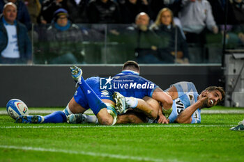 09/11/2024 - Argentina's Santiago Grondona tackled by Italy's Sebastian Negri - ITALY VS ARGENTINA - AUTUMN NATIONS SERIES - RUGBY