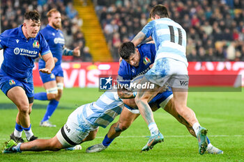 09/11/2024 - Italy's Tommaso Menoncello tackled - ITALY VS ARGENTINA - AUTUMN NATIONS SERIES - RUGBY