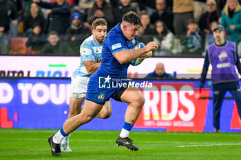 09/11/2024 - Italy's Mirco Spagnolo going to score the canceled try - ITALY VS ARGENTINA - AUTUMN NATIONS SERIES - RUGBY