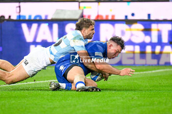 09/11/2024 - Italy's Mirco Spagnolo scores the canceled try - ITALY VS ARGENTINA - AUTUMN NATIONS SERIES - RUGBY