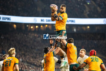 09/11/2024 - Lukhan Salakaia-Loto of Australia claims the lineout during the Autumn Nations Series 2024 rugby union match between England and Australia on 9 November 2024 at Allianz Stadium in Twickenham, England - RUGBY - AUTUMN NATIONS SERIES 2024 - ENGLAND V AUSTRALIA - AUTUMN NATIONS SERIES - RUGBY