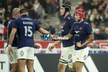 2024-11-09 - Louis Bielle Biarrey of France (R) celebrates his try during the Autumn Nations Series 2025 rugby union match between France and Japan on 9 November 2024 at Stade de France in Saint-Denis near Paris, France - RUGBY - AUTUMN NATIONS SERIES 2025 - FRANCE V JAPAN - AUTUMN NATIONS SERIES - RUGBY