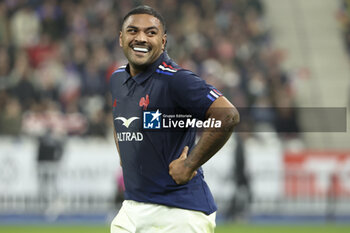 2024-11-09 - Peato Mauvaka of France celebrates his try during the Autumn Nations Series 2025 rugby union match between France and Japan on 9 November 2024 at Stade de France in Saint-Denis near Paris, France - RUGBY - AUTUMN NATIONS SERIES 2025 - FRANCE V JAPAN - AUTUMN NATIONS SERIES - RUGBY