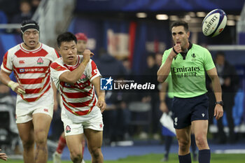 2024-11-09 - Naoto Saito of Japan, referee Damian Schneider of Argentina during the Autumn Nations Series 2025 rugby union match between France and Japan on 9 November 2024 at Stade de France in Saint-Denis near Paris, France - RUGBY - AUTUMN NATIONS SERIES 2025 - FRANCE V JAPAN - AUTUMN NATIONS SERIES - RUGBY