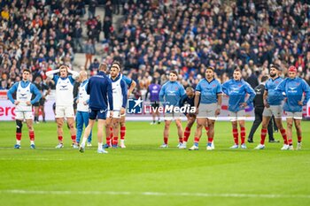 16/11/2024 - Players of France warm up before the Autumn Nations Series 2024, rugby union match between France and New Zealand on 16 November 2024 at Stade de France in Saint-Denis near Paris, France - RUGBY - AUTUMN NATIONS SERIES 2024 - FRANCE V NEW ZEALAND - AUTUMN NATIONS SERIES - RUGBY