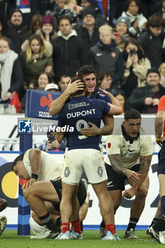 16/11/2024 - Paul Boudehent of France celebrates his try with Antoine Dupont of France during the Autumn Nations Series 2024 rugby union test match between France and New Zealand (All Blacks) on 16 November 2024 at Stade de France in Saint-Denis near Paris, France - RUGBY - AUTUMN NATIONS SERIES 2024 - FRANCE V NEW ZEALAND - AUTUMN NATIONS SERIES - RUGBY