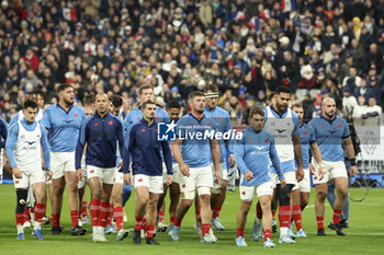 16/11/2024 - Antoine Dupont of France and teammates before the Autumn Nations Series 2024 rugby union test match between France and New Zealand (All Blacks) on 16 November 2024 at Stade de France in Saint-Denis near Paris, France - RUGBY - AUTUMN NATIONS SERIES 2024 - FRANCE V NEW ZEALAND - AUTUMN NATIONS SERIES - RUGBY