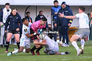 2024-01-20 - Tackle of Tomas Albortnoz ( Benetton Rugby ) - BENETTON RUGBY VS MONTPELLIER HéRAULT RUGBY - CHALLENGE CUP - RUGBY