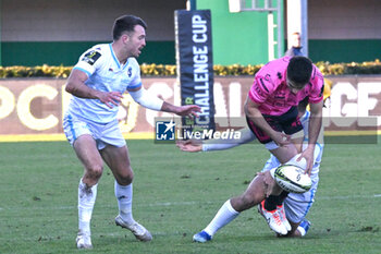 2024-01-20 - Chop tackle of Tomas Albornoz ( Benetton Rugby ) - BENETTON RUGBY VS MONTPELLIER HéRAULT RUGBY - CHALLENGE CUP - RUGBY